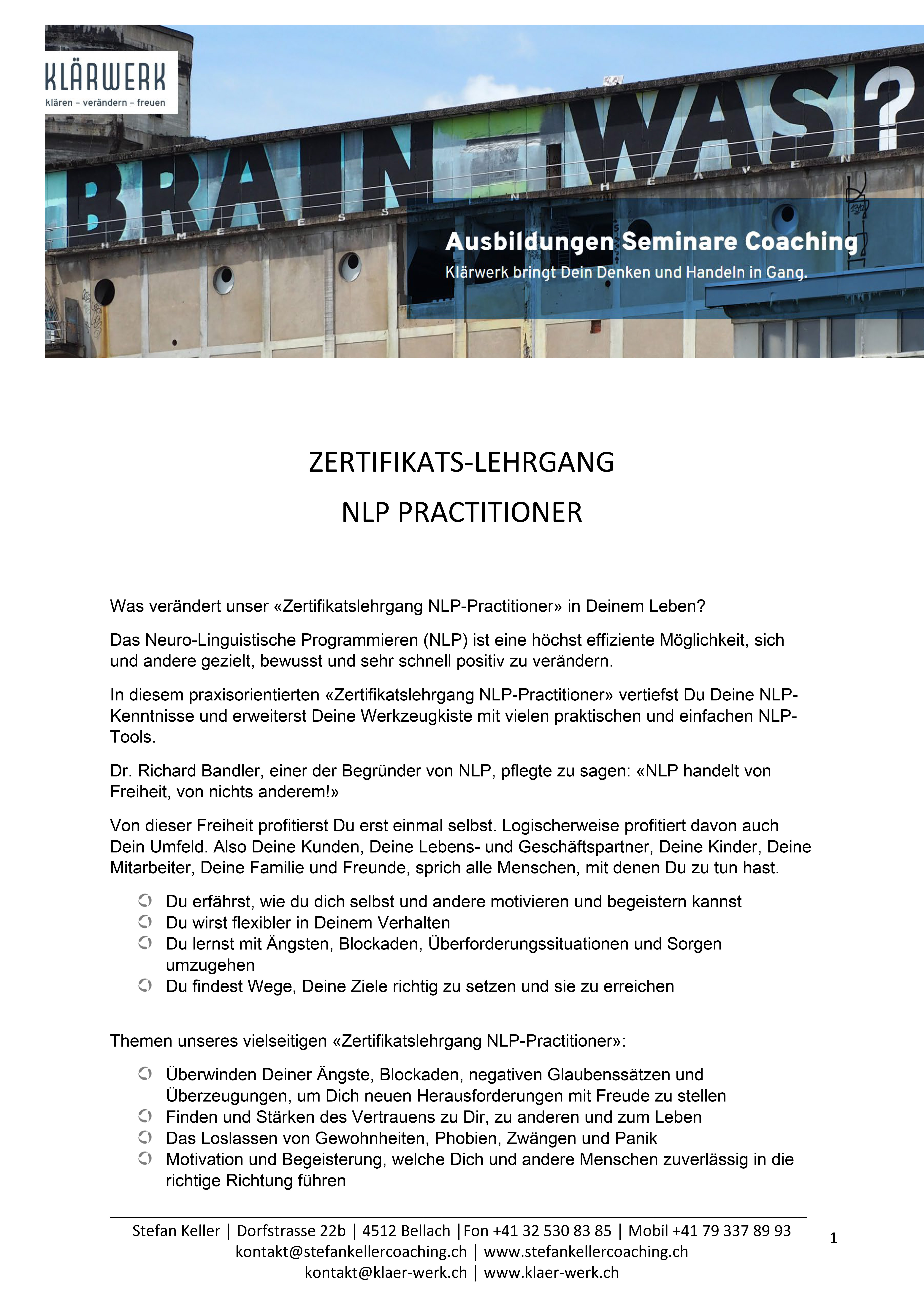 Zertifikats Lehrgang NLP 1