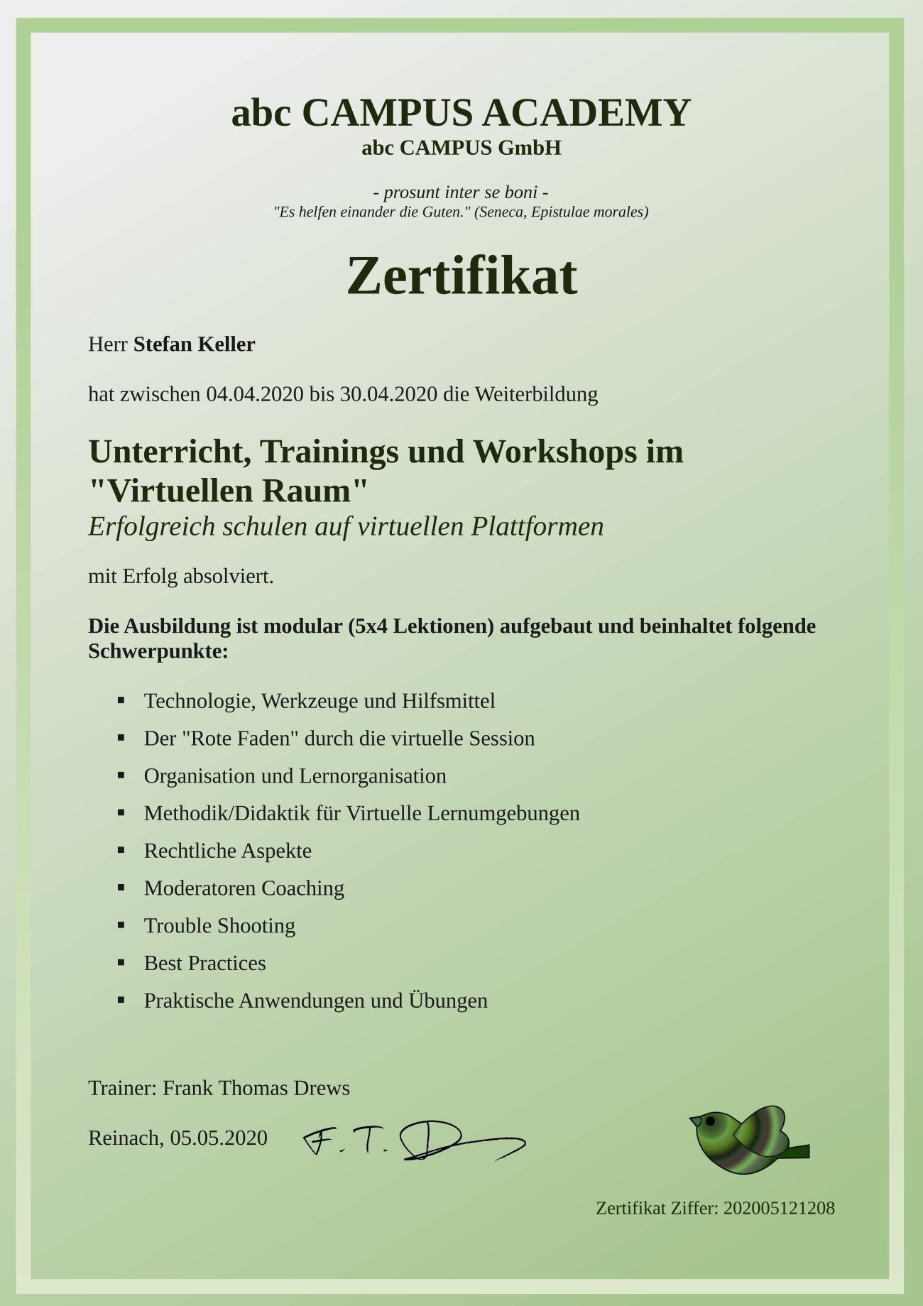 Zertifikat TTT abc Campus Academy 1